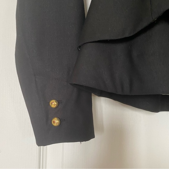 H&M Black Blazer with a Ruffled Bottom and Gold Buttons Size 2 - Picture 3 of 9